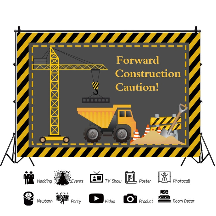 1.5m x 1m  Construction Vehicle Series Happy Birthday Photography Background Cloth(Mdm07792) - Camera Accessories by buy2fix | Online Shopping UK | buy2fix