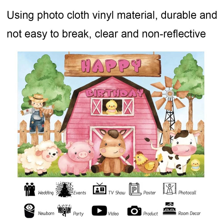 1.5m x 1m Cartoon Farm Animals Photography Backdrop Birthday Party Background Decoration(MDN11920) - Camera Accessories by buy2fix | Online Shopping UK | buy2fix