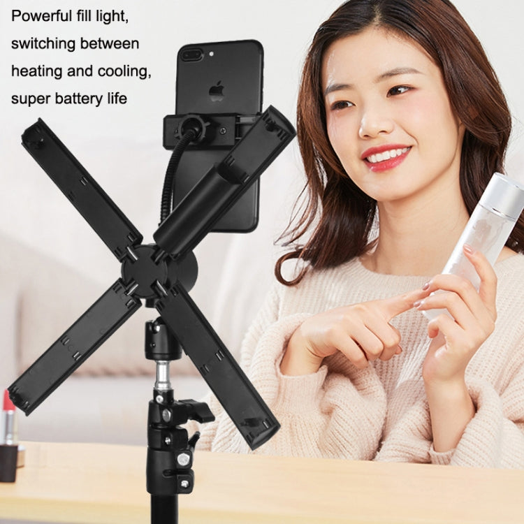 Mobile Phone Portable Beauty Live Four Tube Folding Fill Light, Style: Charging Model - Selfie Light by buy2fix | Online Shopping UK | buy2fix