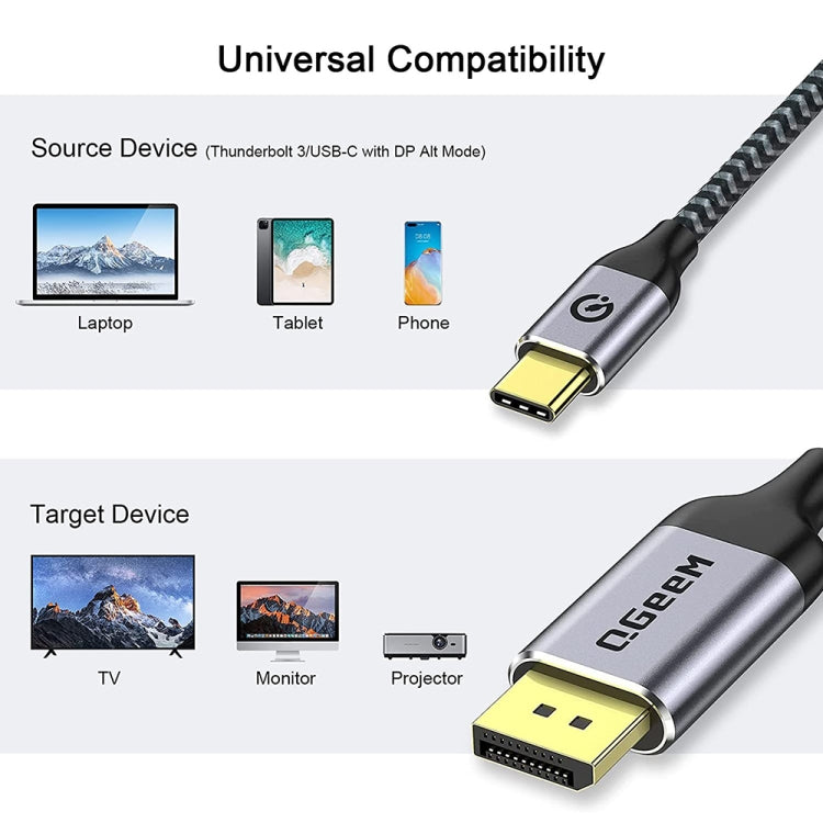 QGeeM QG-UA13 Type-C To DP 4K 60Hz Nylon Braided Adapter Cable, Length: 1.2m - Cable & Adapters by QGeeM | Online Shopping UK | buy2fix