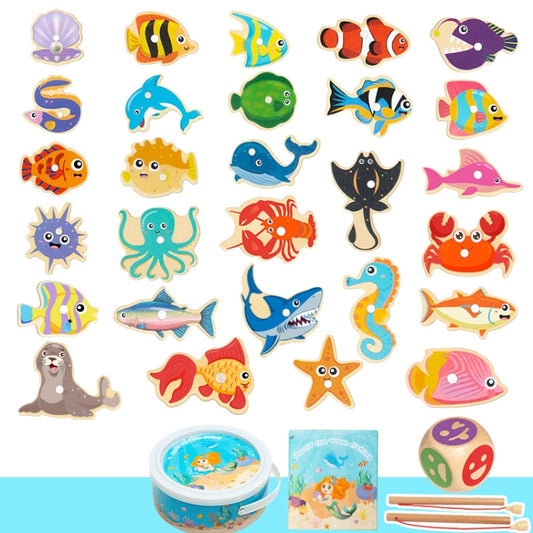 Wooden Magnetic Children Marine Fishing Puzzle Toys, Style: Barrel 28 Fish - Early Education Toys by buy2fix | Online Shopping UK | buy2fix
