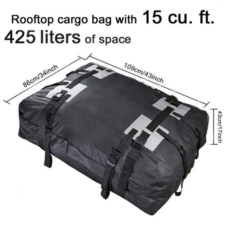 15 Cubic Foot Car Universal Rainproof Roof Luggage Outdoor Camper Roof Bag + Non-slip Mat(Black) - In Car by buy2fix | Online Shopping UK | buy2fix