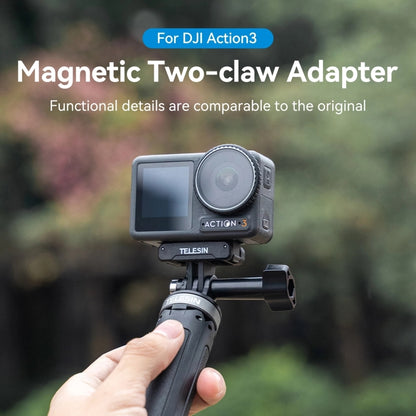 For DJI OSMO Action 3 TELESIN Magnetic Two Claw Adapter Action Camera Accessories - DJI & GoPro Accessories by TELESIN | Online Shopping UK | buy2fix