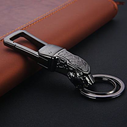 HONEST Metal Car Keychain Leopard Head Key Chain Pendant(Basic Black Nickel) - In Car by HONEST | Online Shopping UK | buy2fix
