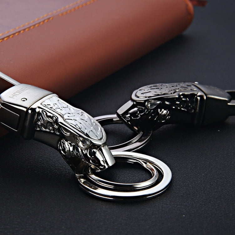 HONEST Metal Car Keychain Leopard Head Key Chain Pendant(Basic Bright Silver) - In Car by HONEST | Online Shopping UK | buy2fix