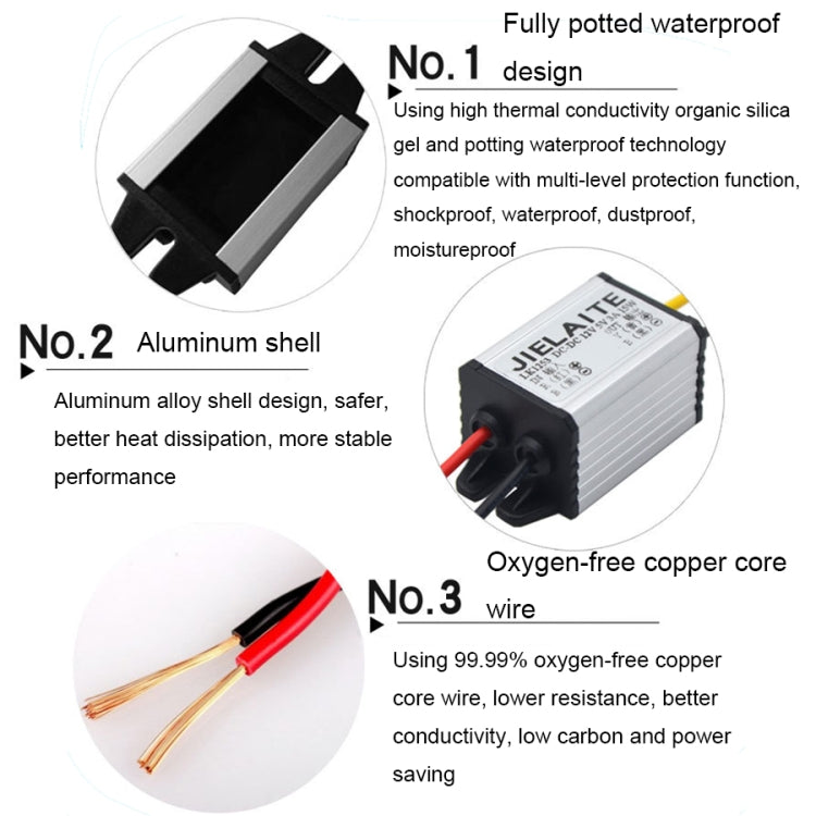 JIELAITE LK1253 15W Aluminum Alloy Intelligent Protection Waterproof Car Power Converter(12V to 6V/3A) - In Car by JIELAITE | Online Shopping UK | buy2fix