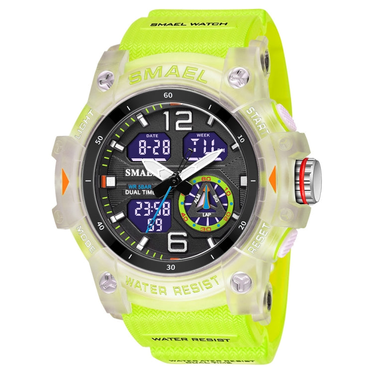 SMAEL 8007 Outdoor Sports Waterproof Dual Display Electronic Quartz Watch(Fluorescent Green) - Sport Watches by SMAEL | Online Shopping UK | buy2fix