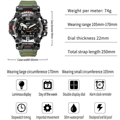 SMAEL 8072 Alloy Outdoor Multifunctional Electronic Watch Men Dual Display Waterproof Watch(Black White) - Metal Strap Watches by SMAEL | Online Shopping UK | buy2fix