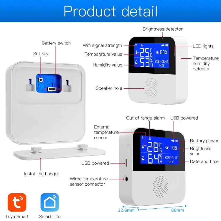 Tuya WIFI Temperature And Humidity Sensor With 2.9inch LCD Display,Spec: Only Sensor - Smart Switch by buy2fix | Online Shopping UK | buy2fix