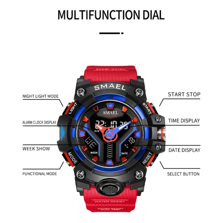 SMAEL 8075 Multi-function Waterproof Night Light Outdoor Watch(Blue) - Sport Watches by SMAEL | Online Shopping UK | buy2fix