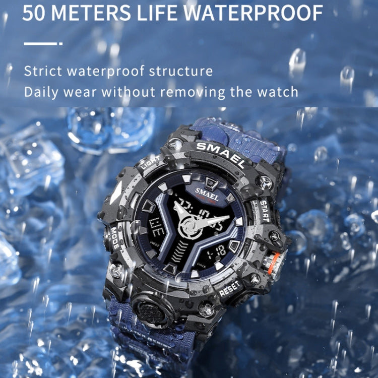 SMAEL 8075 Multi-function Waterproof Night Light Outdoor Watch(Black Silver) - Sport Watches by SMAEL | Online Shopping UK | buy2fix