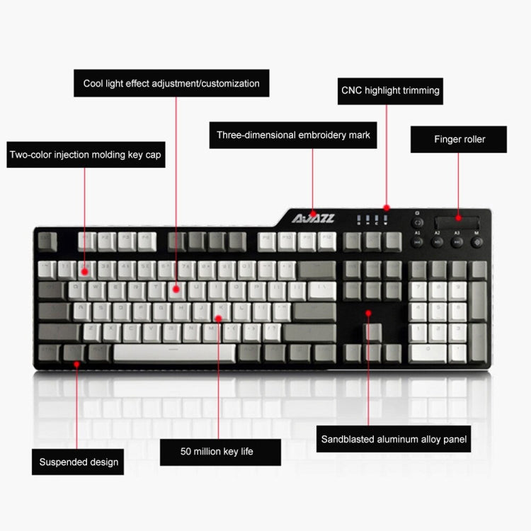 Ajazz AK35I 110 Keys White Light Backlight PBT Keycap Wired Mechanical Keyboard Black Shaft (Gray White) - Wired Keyboard by Ajazz | Online Shopping UK | buy2fix