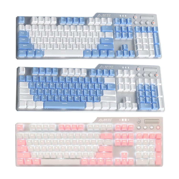 Ajazz AK35I 110 Keys White Light Backlight PBT Keycap Wired Mechanical Keyboard Tea Shaft (Blue White) - Wired Keyboard by Ajazz | Online Shopping UK | buy2fix