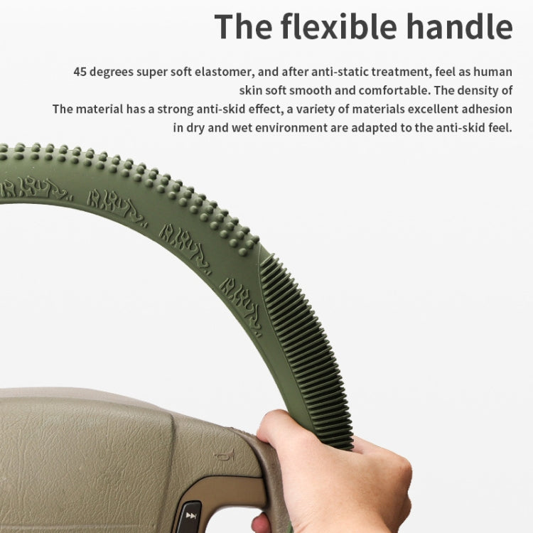 Non-slip Wear-resistant Fire Pattern Silicone Car Steering Wheel Cover, Size: 36-42cm(Beige) -  by buy2fix | Online Shopping UK | buy2fix