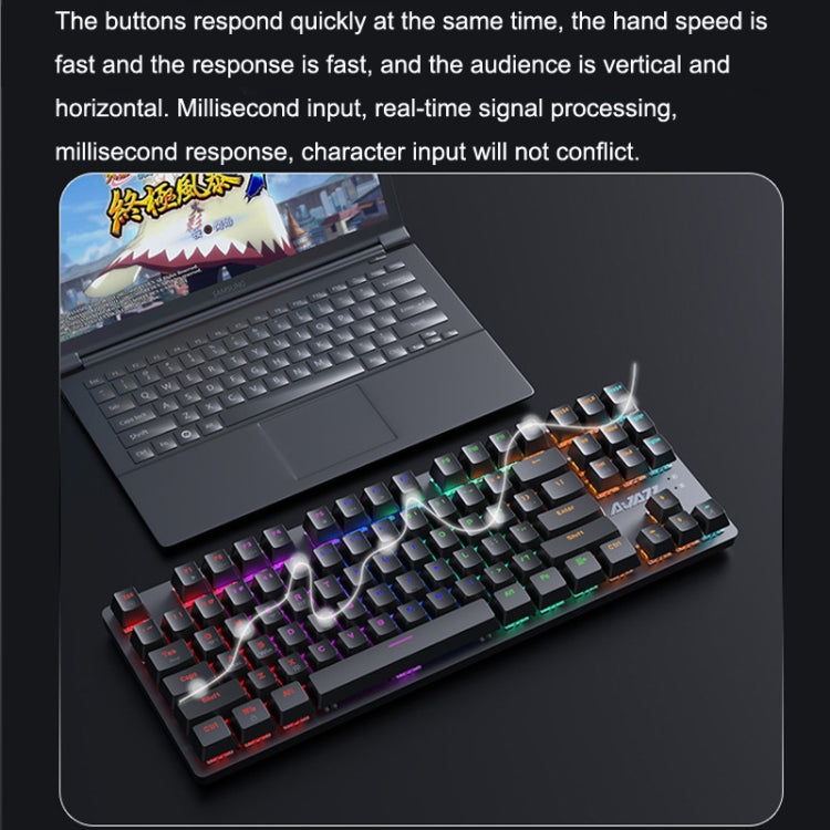 Ajazz AK40pro 87 Keys Bluetooth/Wireless/Wired Three Mode Game Office Mechanical Keyboard Mixed Light Tea Shaft (Black) - Wireless Keyboard by Ajazz | Online Shopping UK | buy2fix