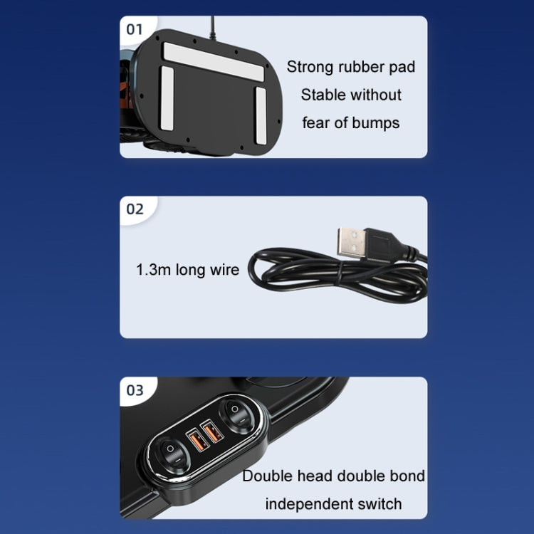 F621 Car Rotatable Turntable Silent Car Double Head Fan, Model: 12V Cigarette Lighter - Heating & Fans by buy2fix | Online Shopping UK | buy2fix