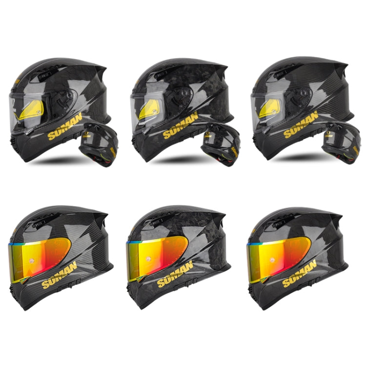 SOMAN Motorcycle Carbon Fiber Double Lens Thermal Safety Helmet, Size: L(Cheetah Print REVO) - Helmets by SOMAN | Online Shopping UK | buy2fix