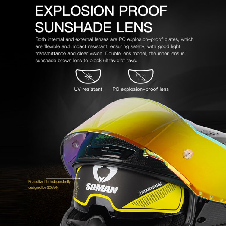 SOMAN Motorcycle Carbon Fiber Double Lens Thermal Safety Helmet, Size: S(Cheetah Print) - Helmets by SOMAN | Online Shopping UK | buy2fix