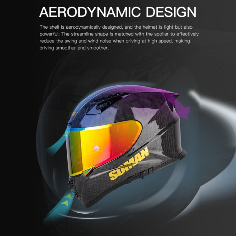 SOMAN Motorcycle Carbon Fiber Double Lens Thermal Safety Helmet, Size: XXL(Snake Carbon Fiber) - Helmets by SOMAN | Online Shopping UK | buy2fix