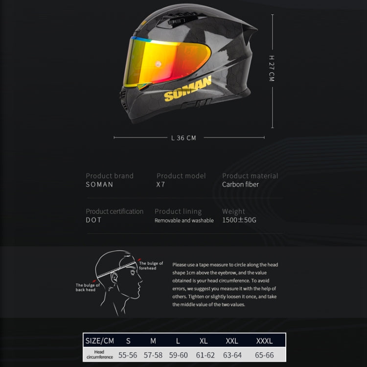 SOMAN Motorcycle Carbon Fiber Double Lens Thermal Safety Helmet, Size: L(Cheetah Print REVO) - Helmets by SOMAN | Online Shopping UK | buy2fix