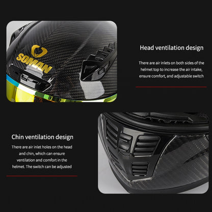 SOMAN Motorcycle Carbon Fiber Double Lens Thermal Safety Helmet, Size: XL(Cheetah Print) - Helmets by SOMAN | Online Shopping UK | buy2fix