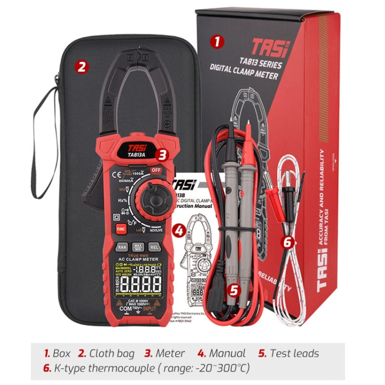 TASI TA813A Clamp Meter High Accuracy AC DC Voltage Ammeter - Digital Multimeter by TASI | Online Shopping UK | buy2fix