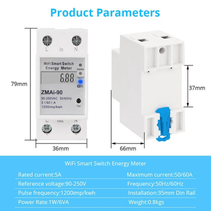 ZMAi-90 Wifi Smart Switch Energy Meter Support Tuya Smart Life APP Work With Alexa Google - Smart Switch by buy2fix | Online Shopping UK | buy2fix