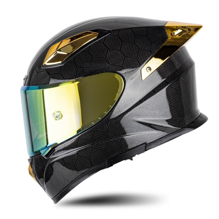 SOMAN Four Seasons Full Cover Motorcycle Helmet, Size: S(Snake Carbon Fiber Gold) - Helmets by SOMAN | Online Shopping UK | buy2fix
