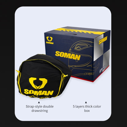 SOMAN Four Seasons Full Cover Motorcycle Helmet, Size: S(Snake Carbon Fiber Blue) - Helmets by SOMAN | Online Shopping UK | buy2fix