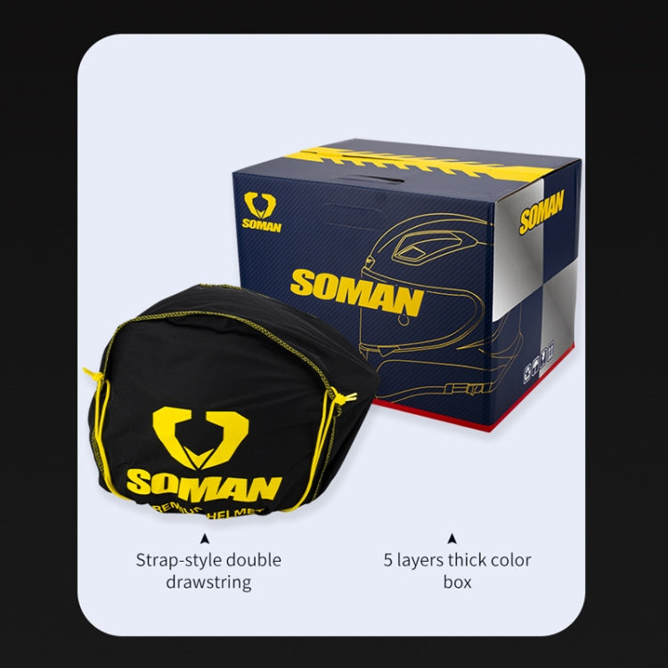 SOMAN Four Seasons Full Cover Motorcycle Helmet, Size: S(Snake Carbon Fiber Silver) - Helmets by SOMAN | Online Shopping UK | buy2fix