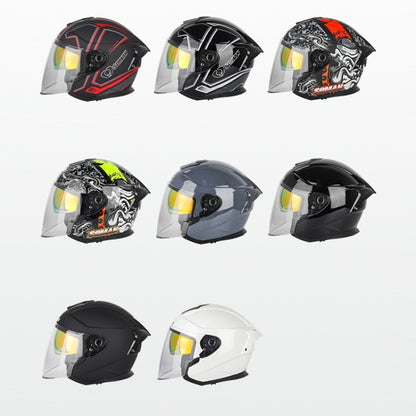 SOMAN Motorcycle Electric Bicycle Dual Lens Riding Helmet, Size: XXL(Matte Black) - Helmets by SOMAN | Online Shopping UK | buy2fix