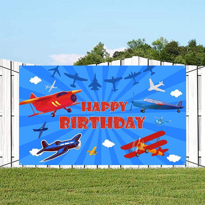 150x100cm Airplane Theme Birthday Background Cloth Children Birthday Party Decoration Photography Background -  by buy2fix | Online Shopping UK | buy2fix