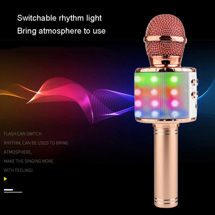 WS-858L LED Light Flashing Wireless Capacitance Microphone Comes With Audio Mobile Phone Bluetoon Live Microphone(Blue) - Microphone by buy2fix | Online Shopping UK | buy2fix