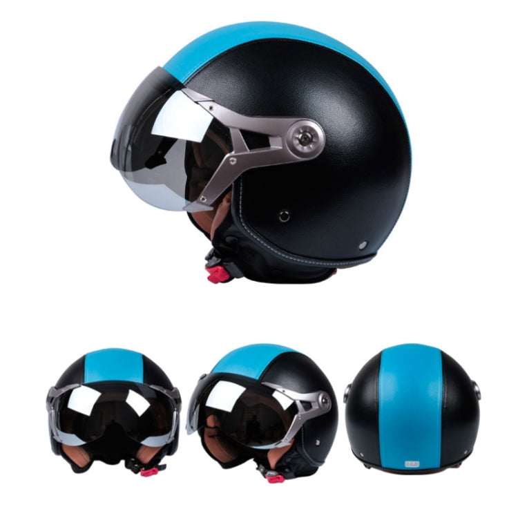 GXT Electric Vehicle Half Cover Four Seasons Retro Helmet, Size: L(Black White) - Helmets by GXT | Online Shopping UK | buy2fix