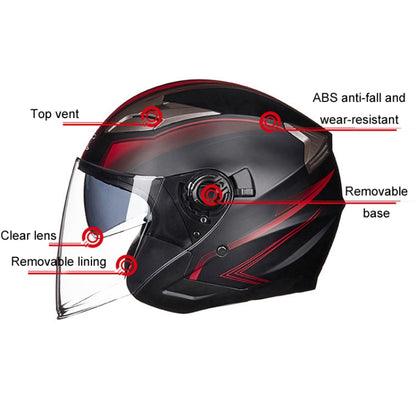 GXT 708 Electric Vehicle Dual Lens Helmet Four Seasons Safety Helmet, Size: M(Bright Black) - Helmets by GXT | Online Shopping UK | buy2fix