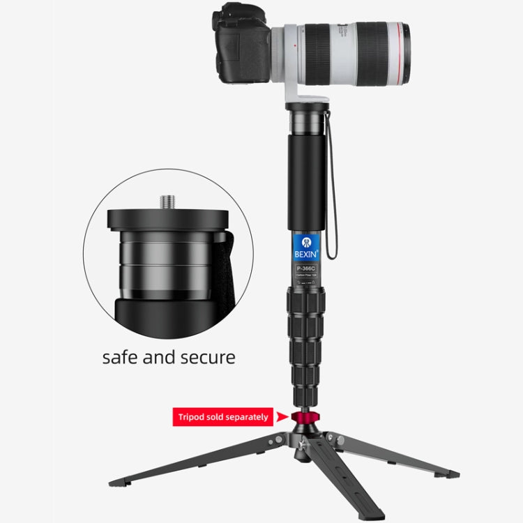BEXIN P335CF-S Carbon Fiber Monopod Travel Shooting Mobile Phone Live Selfie Bracket Retractable Portable Monopod - Monopods by BEXIN | Online Shopping UK | buy2fix