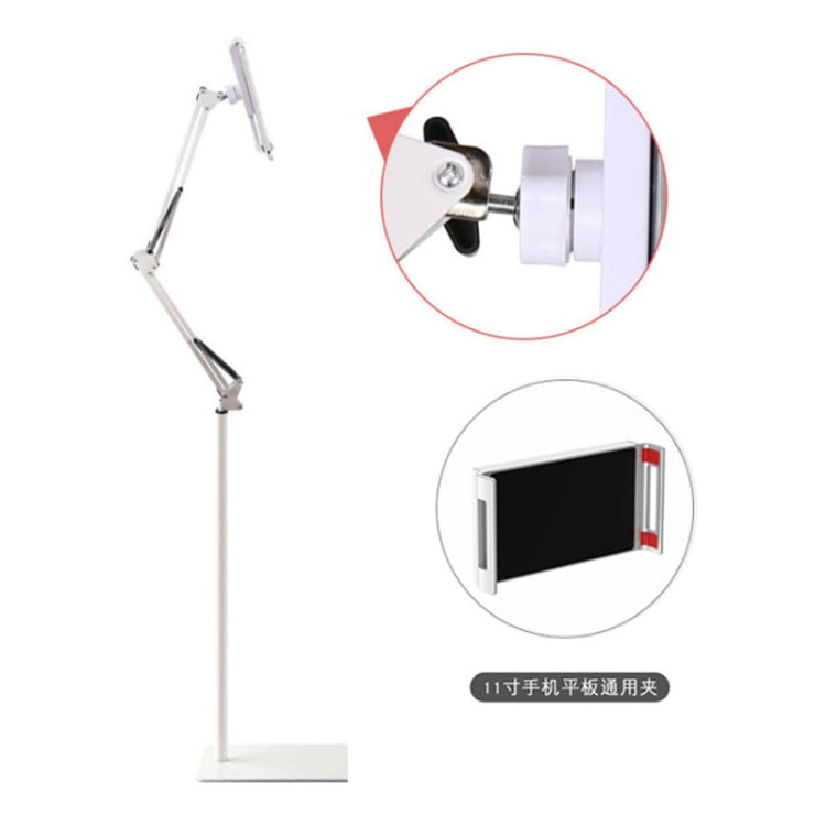 175cm Mobile Phone Tablet Live Broadcast Bedside Lifting Bracket Cantilever Floor Model (White) - Lazy Bracket by buy2fix | Online Shopping UK | buy2fix