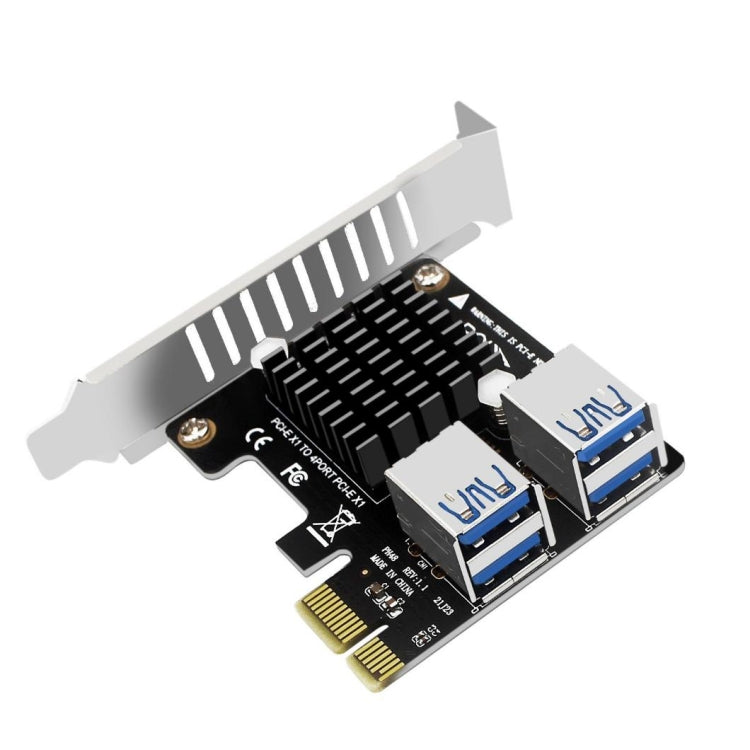 PCIE To PCI-E4 Port USB3.0 Expansion Card Graphics Card Extension(Half High Baffle) - Add-on Cards by buy2fix | Online Shopping UK | buy2fix