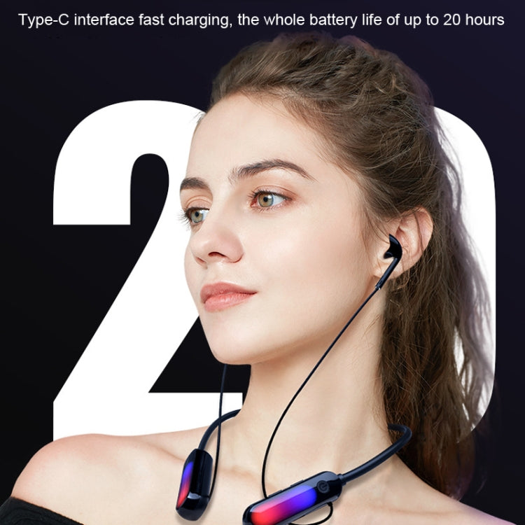 With Atmosphere Lamp Hanging Neck Bluetooth Earphone, Style: 2 In 1 - Neck-mounted Earphone by buy2fix | Online Shopping UK | buy2fix