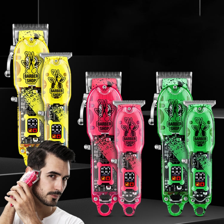 Haircutter Set Transparent Body Oil Head Electric Hair Clipper Men Home Electric Pusher(Scissors Yellow) - Hair Trimmer by buy2fix | Online Shopping UK | buy2fix