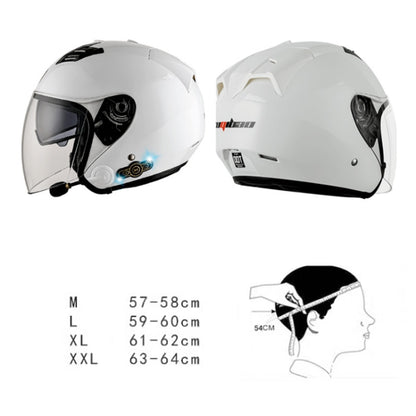 KUQIBAO Motorcycle Smart Bluetooth Sun Protection Double Lens Safety Helmet, Size: XXL(White+Black Tail) - Helmets by KUQIBAO | Online Shopping UK | buy2fix