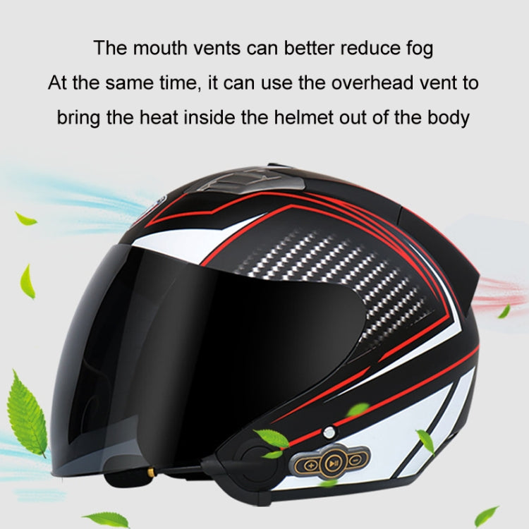 KUQIBAO Motorcycle Smart Bluetooth Sun Protection Double Lens Safety Helmet, Size: L(Bright Black+Black Tail) - Helmets by KUQIBAO | Online Shopping UK | buy2fix