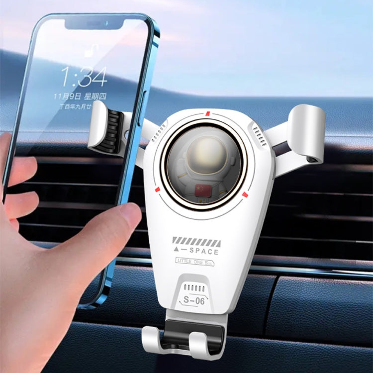 S-06 Car Air Outlet Gravity Holder Retractable Rotating Mobile Phone Bracket(White) - Car Holders by buy2fix | Online Shopping UK | buy2fix