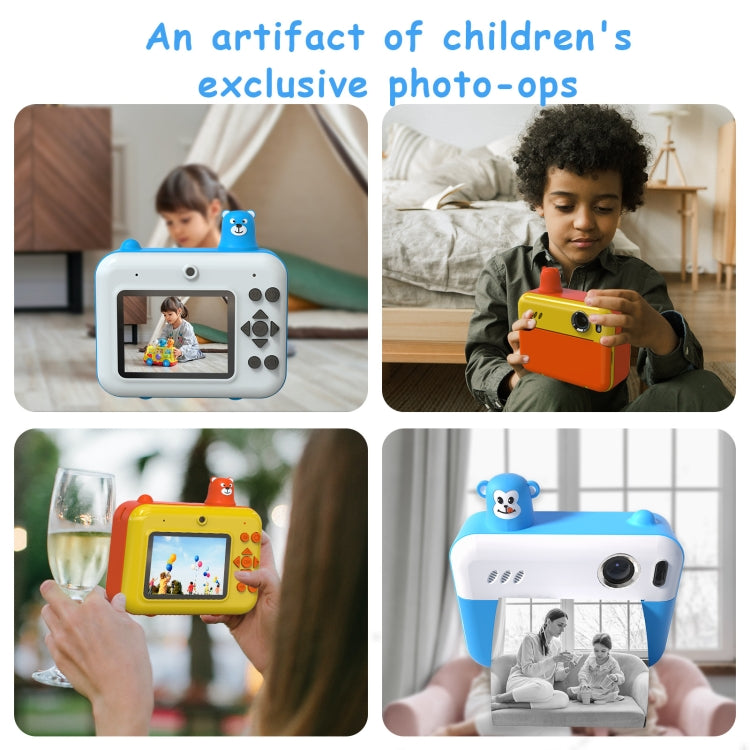 IPS 2.36 inch LED HD Display 1080P Childrens Camera Thermal Printing Instant Camera(Yellow) - Children Cameras by buy2fix | Online Shopping UK | buy2fix