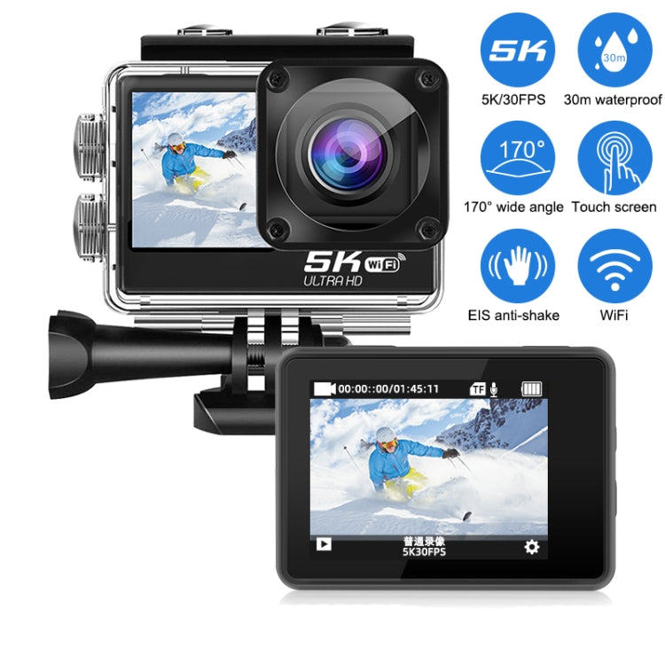 5K/30FPS WIFI HD Anti-Shake Remote Touch Dual-Screen IP68 Waterproof Sports Camera, Style: Camera + 64G Card - Other Camera by buy2fix | Online Shopping UK | buy2fix