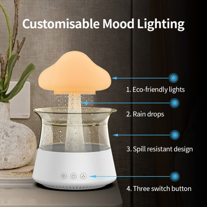 CH06 300ml Rain Humidifier Mushroom Cloud Colorful Night Lamp Aromatherapy Machine, Style: With Remote Controller(Light Wood Grain) - Air Purifiers & Accessories by buy2fix | Online Shopping UK | buy2fix