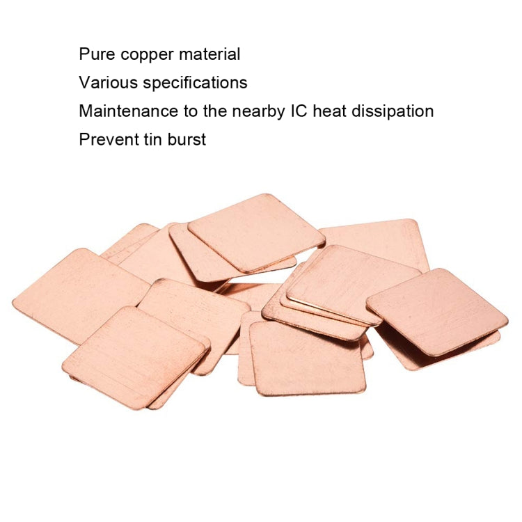 20pcs Laptop Cooling Copper Heat Sink Thermal Conductive Tabs Cell Phone Computer Graphics Card Heat Sinks 20x20x0.5mm - Others by buy2fix | Online Shopping UK | buy2fix