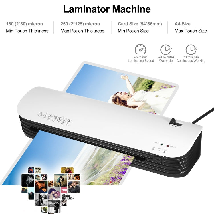 Osmile SL299 A4 Laminator Machine Set With 15 Laminating Pouches Paper Cutter Corner Rounder(US Plug) - Photo Film Covering Machine by Osmile | Online Shopping UK | buy2fix