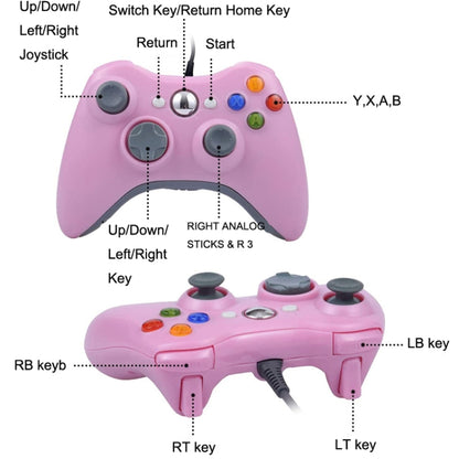 For XBOX 360 Console And PC USB Dual Vibration Wired Gamepad(Pink) - Gamepad by buy2fix | Online Shopping UK | buy2fix