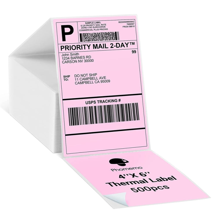 500sheets 4×6 Inch Stickers Thermal Label Paper For Phomemo PM-246S / PM-241BT / D520BT, Style: Folding Pink - Printer Accessories by buy2fix | Online Shopping UK | buy2fix